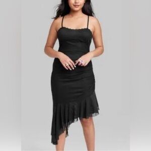 NWT Wild Fable Cami Asymmetrical Bodycon Dress in Black -‎ L